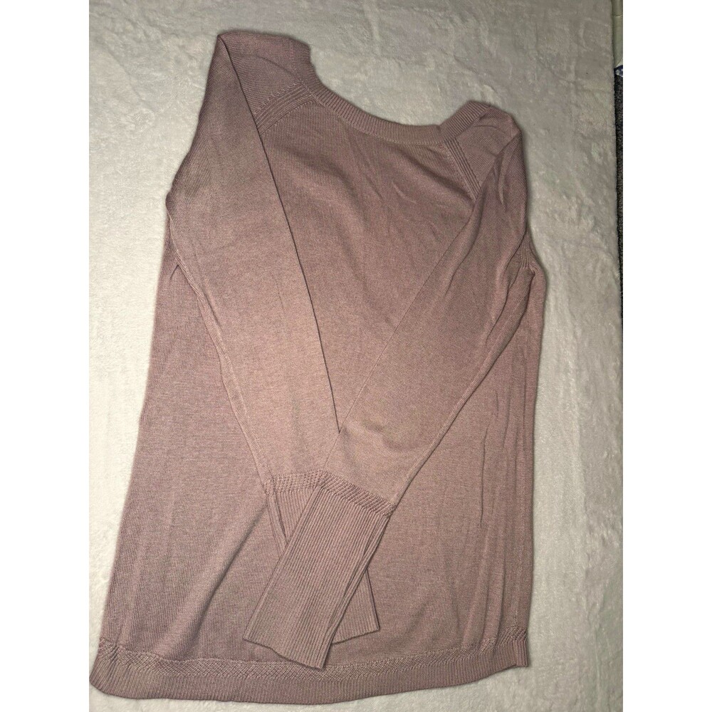 lululemon Pink Solid Knit Open Back Pullover Sweater Long Sleeve Women 10. A034